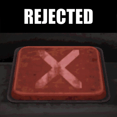 A Red Button With An X On It And The Word Rejected Below It GIF