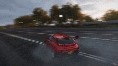 A Red Car Has A License Plate That Says New York On It GIF
