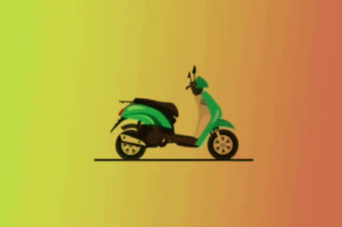 A Red Car Is On A Green And Yellow Background GIF