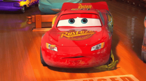 A Red Car With Rusteze Written On It GIF