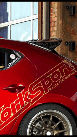 A Red Car With The Word Worksport On It GIF