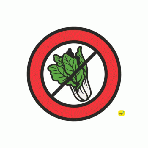 A Red Circle With A Cross Through A Cabbage GIF