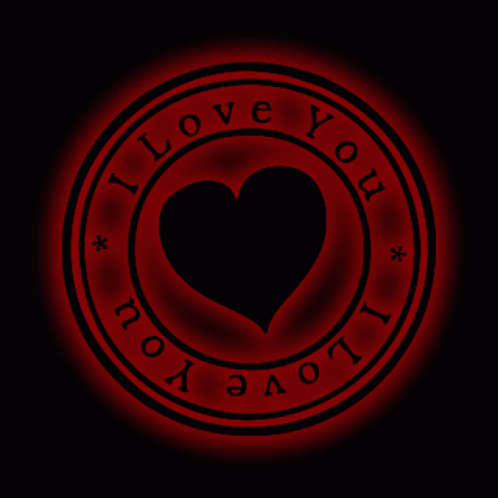 A Red Circle With A Heart In The Center And The Words I Love You Around It GIF