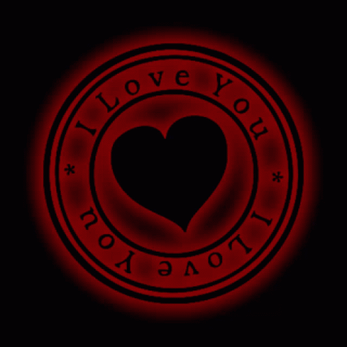 A Red Circle With A Heart In The Center And The Words I Love You Around It GIF