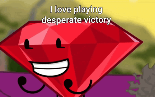 A Red Diamond With A Face And The Words I Love Playing Desperate Victory GIF