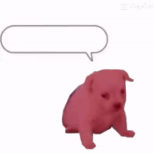 a red dog with a speech bubble that says wenomechainsama .