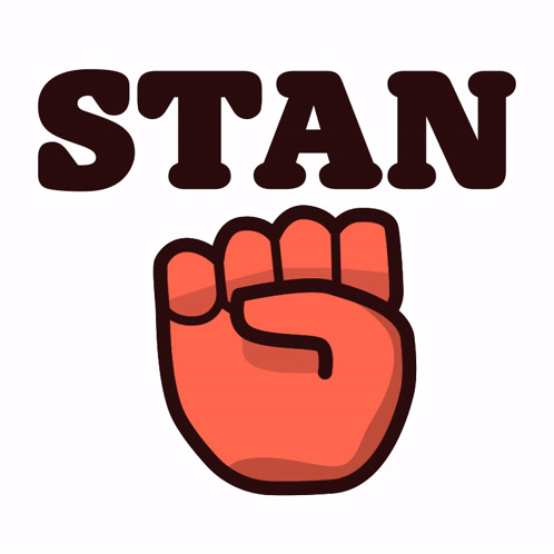 A Red Fist With The Word Stan Written Above It GIF