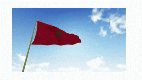 A Red Flag With A Green Star Is Flying In The Wind GIF