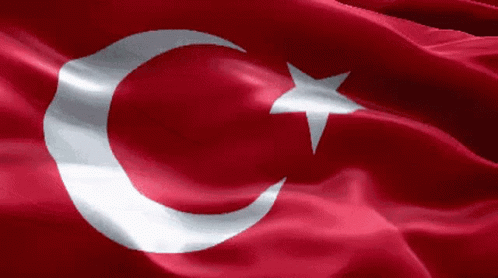 A Red Flag With A White Crescent Moon And Star On It GIF