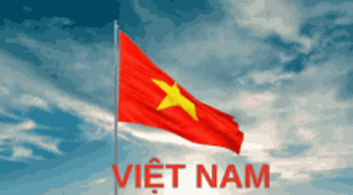 A Red Flag With A Yellow Star Is Waving In The Wind With Viet Nam Written On The Bottom GIF