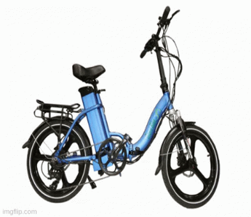 A Red Folding Electric Bike With Kenda Tires On A White Background GIF