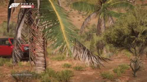 A Red Ford Bronco Is Driving Through A River In A Video Game Called Forza Horizon 5 GIF