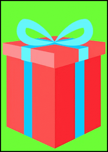 A Red Gift Box With Blue And White Ribbons GIF