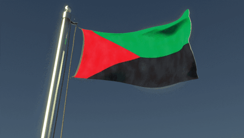 A Red Green And Black Flag Is Flying On A Pole GIF