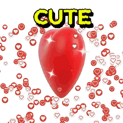a red heart is surrounded by hearts and the word cute