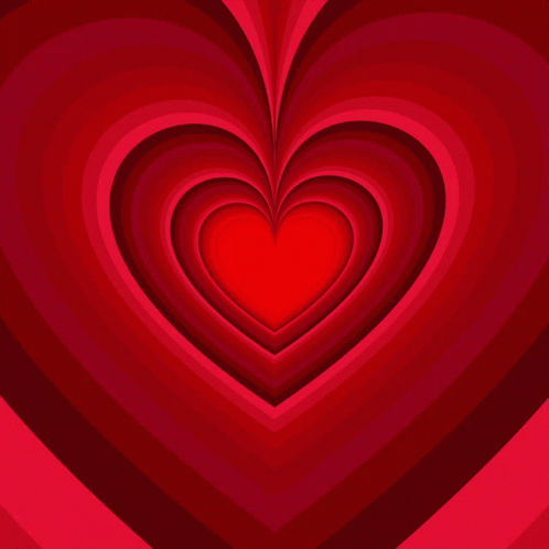 A Red Heart Is Surrounded By Other Red Hearts On A Red Background GIF