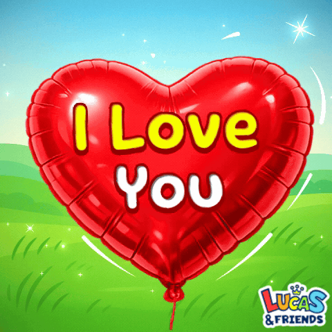 A Red Heart Shaped Balloon That Says I Love You On It GIF