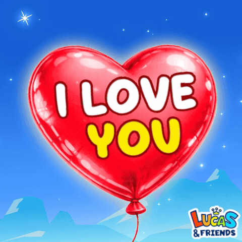 A Red Heart Shaped Balloon With The Words I Love You On It GIF