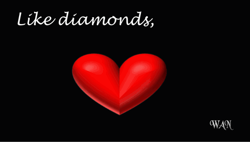 Red Heart Surrounded By Diamonds Love Forever Quote GIF
