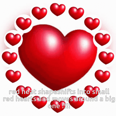 A Red Heart Surrounded By Small Red Hearts GIF