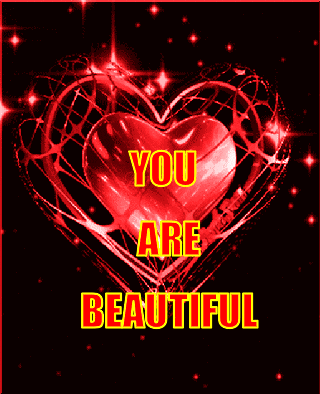 A Red Heart That Says " You Are Beautiful " On It GIF