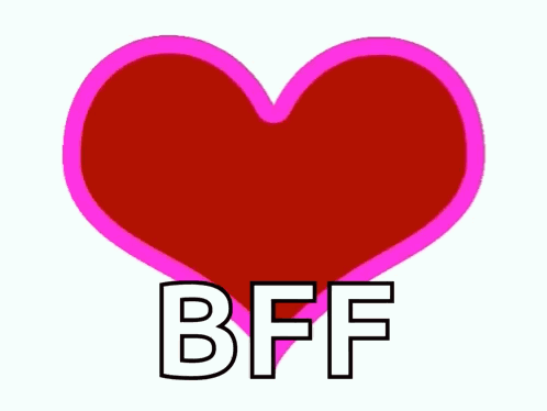 A Red Heart With A Pink Border And The Word Bff On It GIF