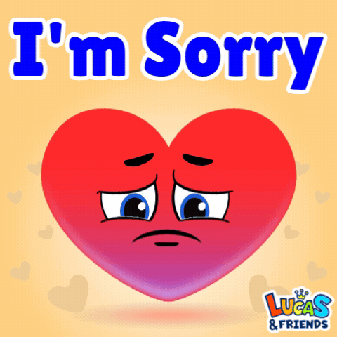 A Red Heart With A Sad Face And The Words I 'M Sorry Below It GIF