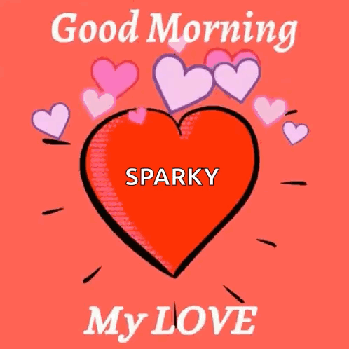 A Red Heart With Sparky Written On It Is Surrounded By Pink Hearts GIF