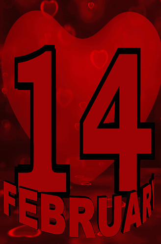 A Red Heart With The Date 14 February Written On It GIF