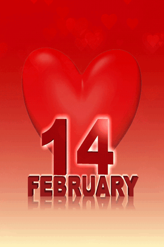 Red Heart With 14 February Date GIF