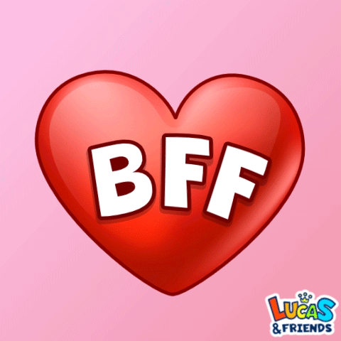 A Red Heart With The Word Bff Written Inside Of It GIF