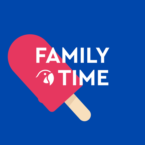A Red Heart With The Words Family Time On It On A Blue Background GIF