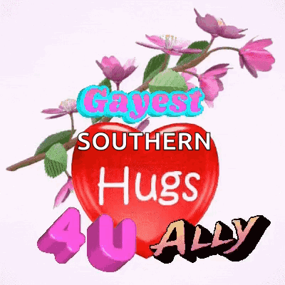 A Red Heart With The Words Gayest Southern Hugs 40 Ally On It GIF
