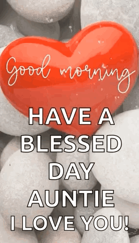 A Red Heart With The Words `` Good Morning Have A Blessed Day Auntie I Love You '' Written On It GIF