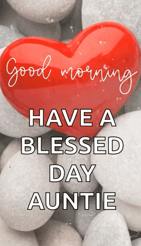 A Red Heart With The Words Good Morning Have A Blessed Day Auntie Written On It GIF