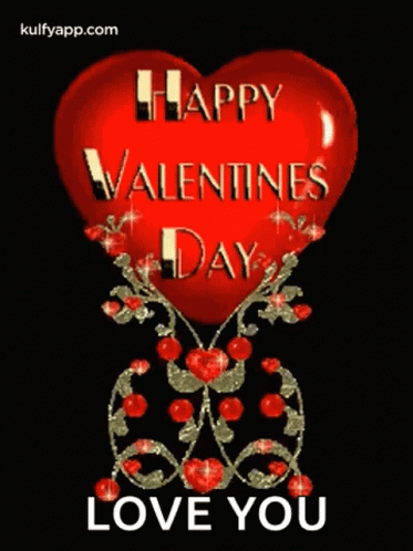 A Red Heart With The Words `` Happy Valentines Day Love You '' On It GIF