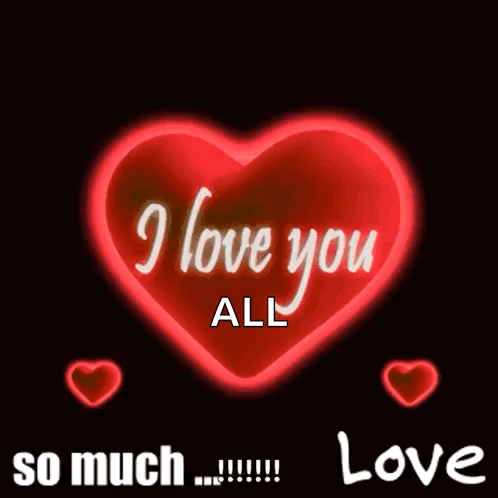 A Red Heart With The Words I Love You All Written On It GIF