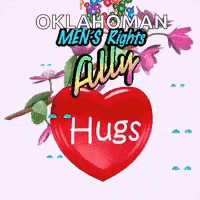 A Red Heart With The Words `` Oklahoma Men 'S Rights Ally Hugs '' On It GIF
