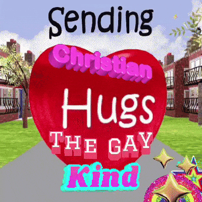 A Red Heart With The Words Sending Christian Hugs The Gay Kind Written On It GIF