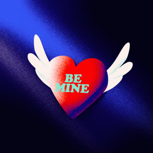 A Red Heart With White Wings And The Words Be Mine On It GIF