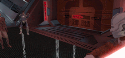A Red Laser Beam Is Shining On A Sign That Says " Emergency Exit " GIF