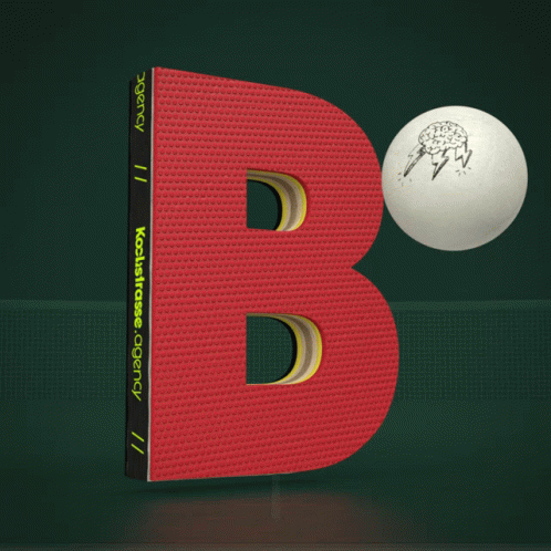 A Red Letter B With A Ping Pong Ball On It GIF