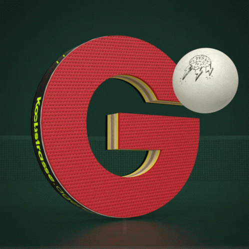 A Red Letter G With A White Ball On Top Of It GIF