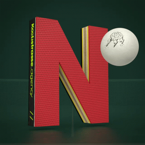 A Red Letter N With A Ping Pong Ball In The Middle GIF