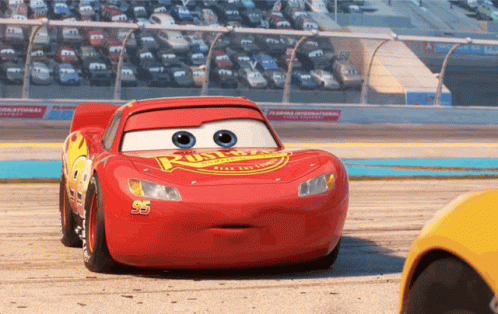 A Red Lightning Mcqueen Car With The Number 95 On It GIF