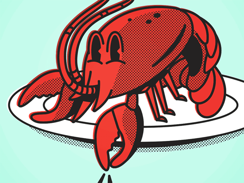 A Red Lobster Is On A White Plate GIF