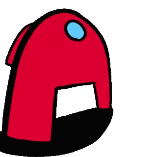 a red object with a blue circle in the middle