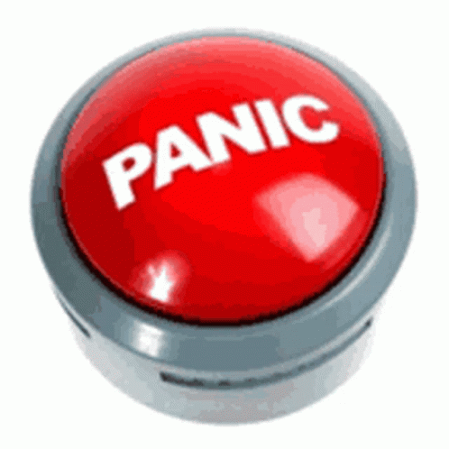 A Red Panic Button With A Silver Rim GIF