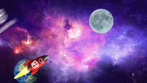A Red Rocket With The Number 50 On The Side GIF