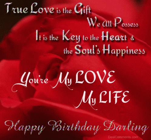 A Red Rose With The Words " True Love Is The Gift We All Possess " GIF